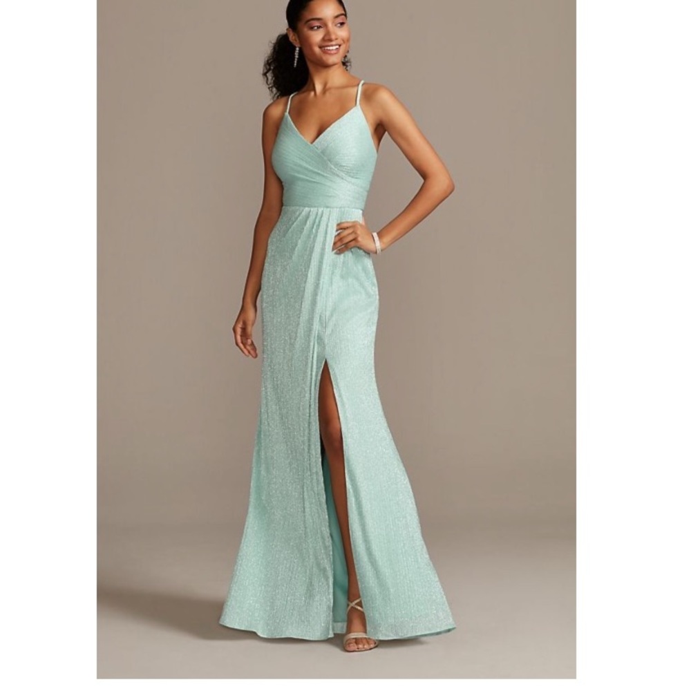 glittery green prom dress